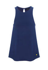 Front of the Navy Blue Twill Pinafore Dress by Gen Woo