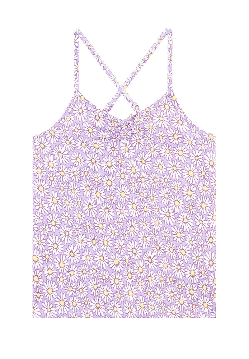 Daisy Print Girls Cami Pyjama Set Vest Top by Gen Woo.