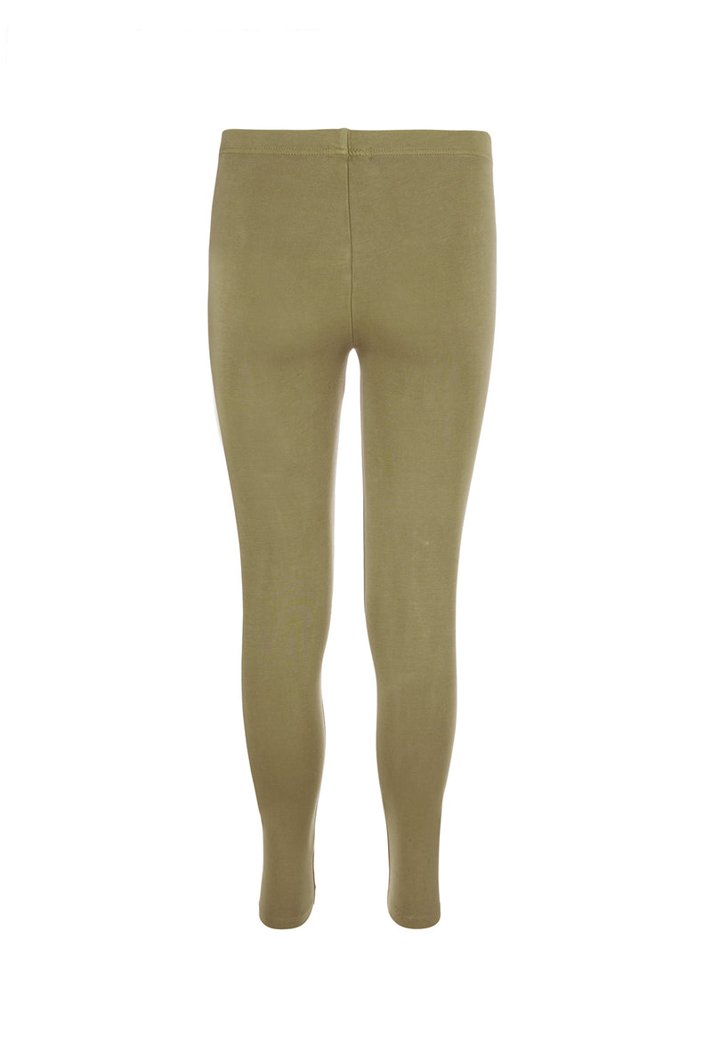 Back of the Khaki Washed Effect Girls Cotton-Rich Leggings by Gen Woo