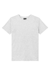 Front of the Boys Classic Crew Neck Grey Marl T-Shirt by Gen Woo