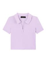 Ladies Purple Cropped Polo T-shirt By Gen Woo
