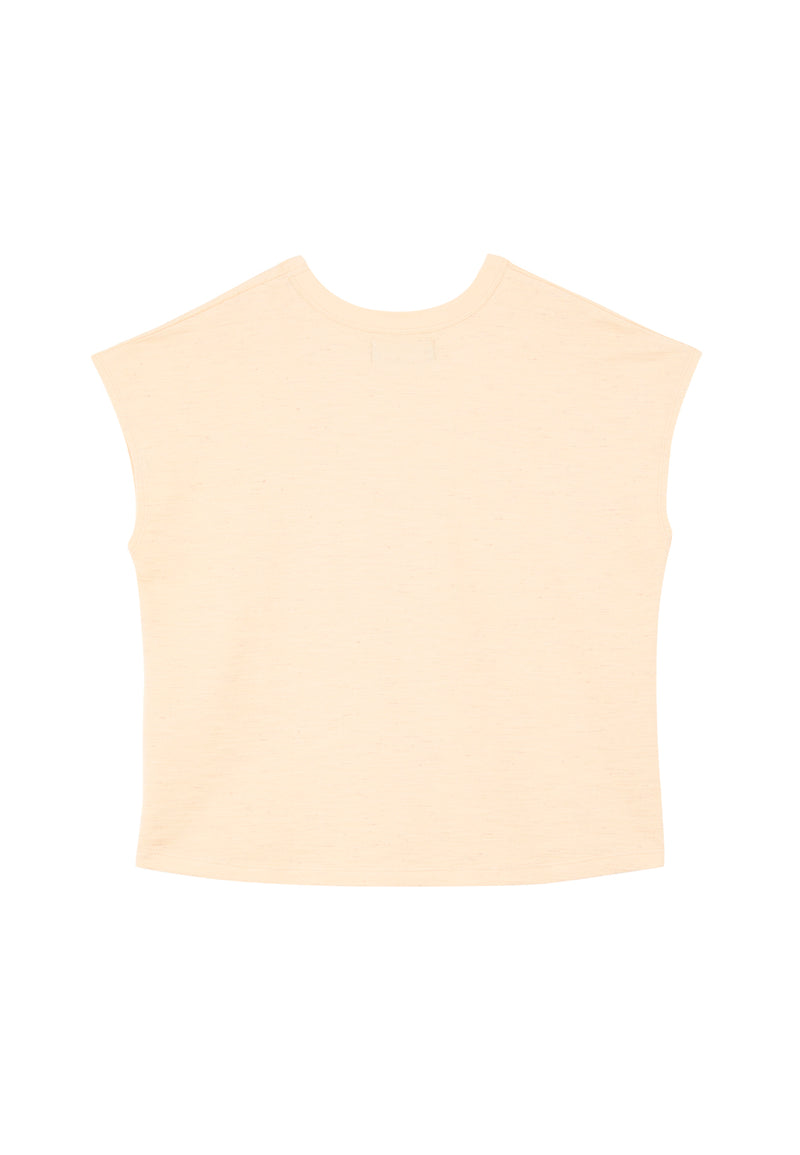 Back view of Basic Peach Boxy Ladies T-Shirt by Gen Woo. 