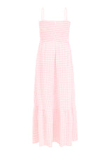 Back of the Pink Gingham Ladies Maxi Dress by Gen Woo
