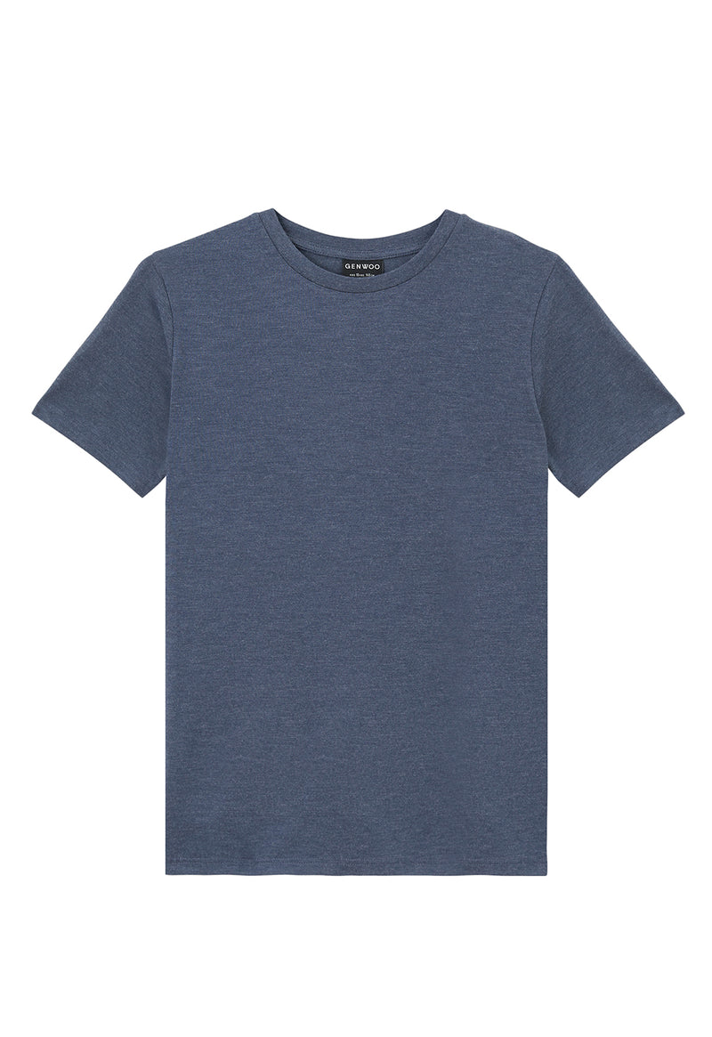 Front of the Boys Classic Crew Neck Navy T-Shirt by Gen Woo