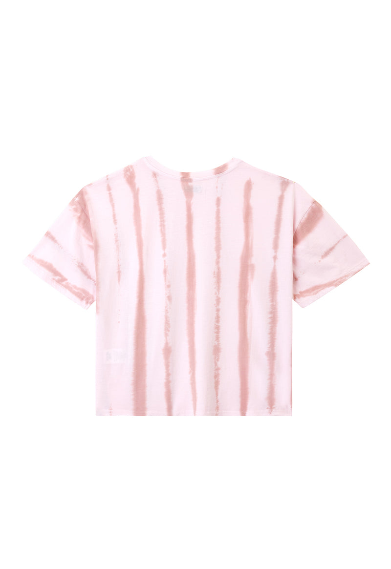 Back of the Pink Striped Tie-Dye Girls T-Shirt by Gen Woo