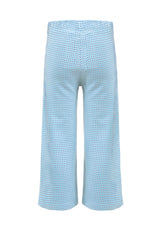 Back view of Teen Blue Check Jacquard Trousers by Gen Woo.