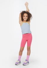 Blue, Lime and Pink Stripe Spaghetti Top for Teens by Gen Woo.