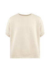 Front of the Boxy Off-White Girls Sweater T-Shirt by Gen Woo