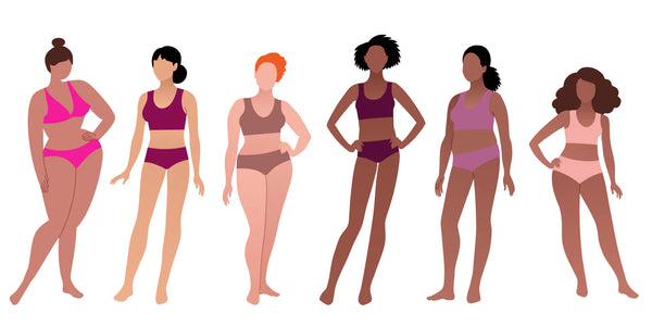 Graphic of women's bodies in all different shapes and sizes. Image: DressBarn 