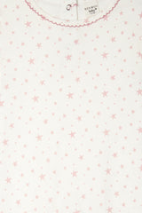 Gen Woo Dusty Rose and Ecru Star Babygrow with Poppers