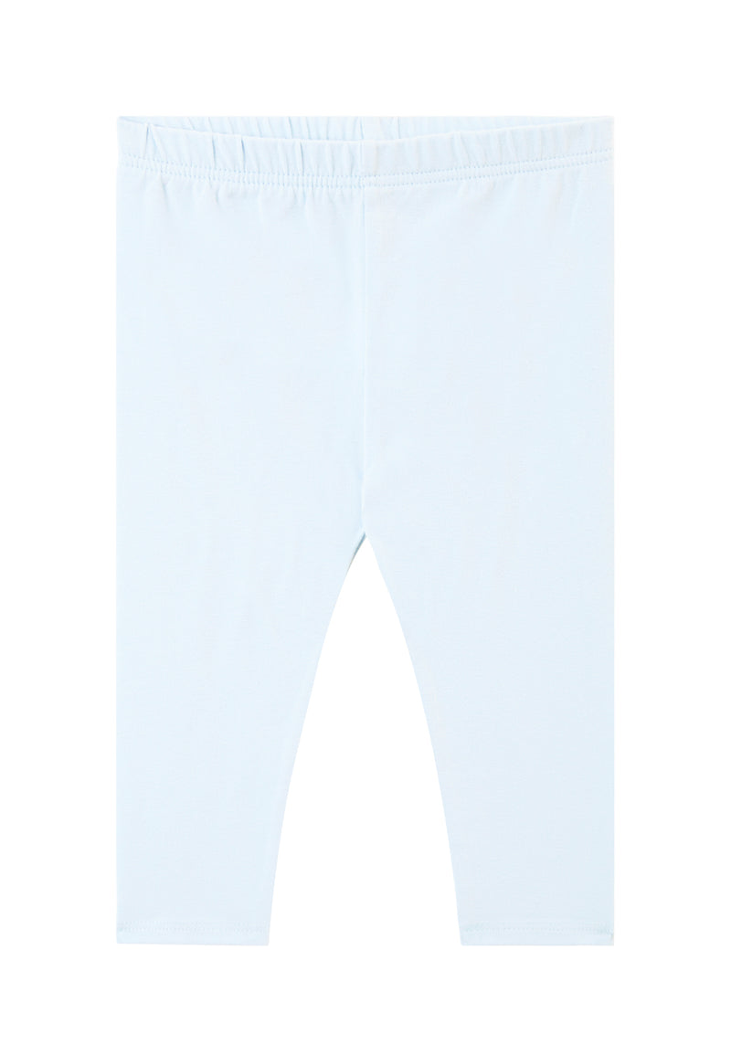 Front of the Cotton Rich Pale Blue Baby Leggings by Gen Woo