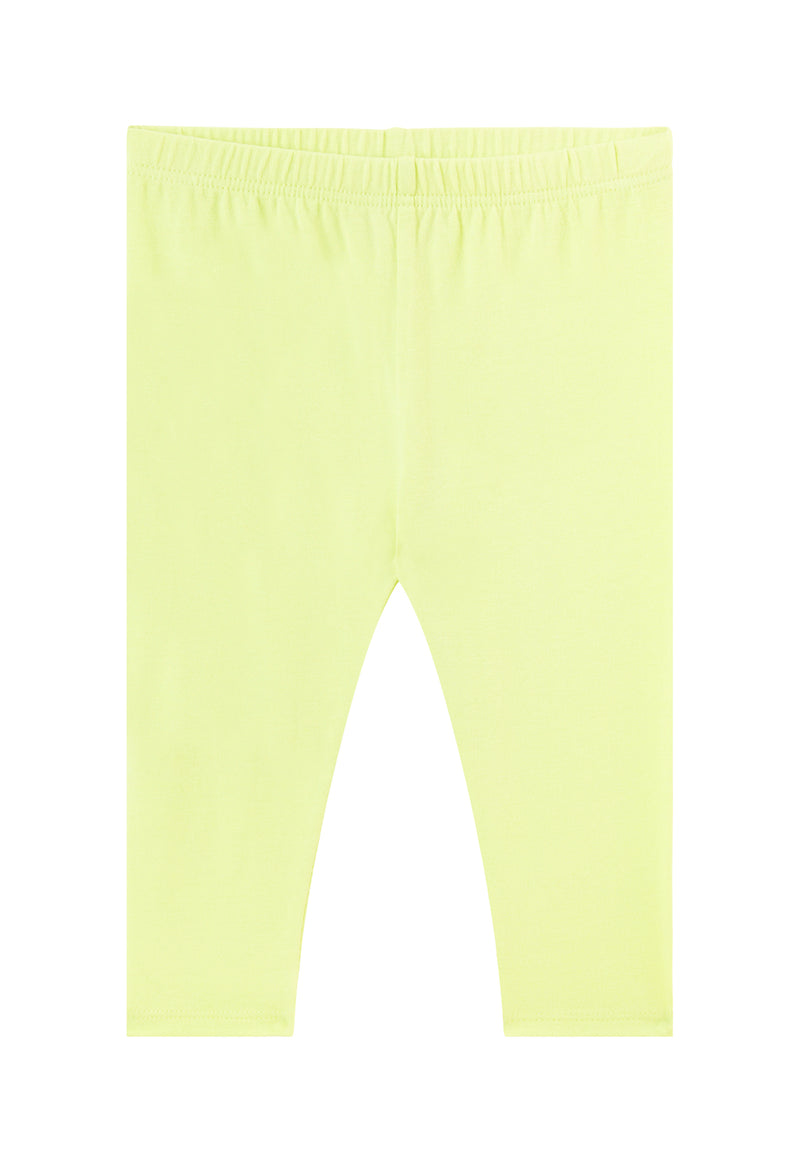 Front of the Cotton Rich Lime Baby Leggings by Gen Woo