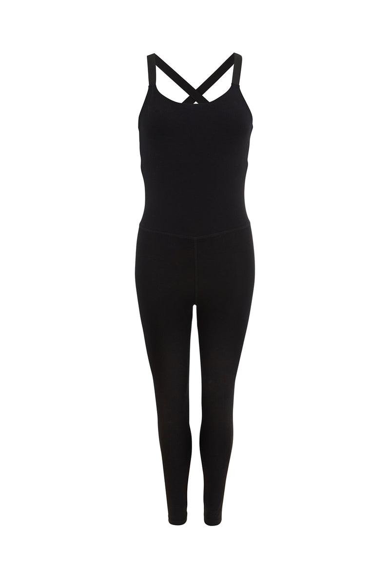 Front of the Black Cotton Jumpsuit by Gen Woo