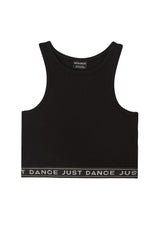 Front of the Black Cropped Girls Tank Top by Gen Woo