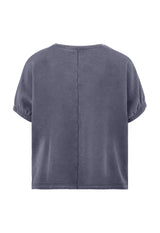 Back of the Washed Grey Boxy Girls Sweater T-Shirt by Gen Woo 