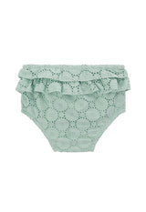 Back of the Mint Broderie Frill Baby Bloomers by Gen Woo