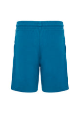 Back view of Blue Boys Bermuda Sweat Shorts by Gen Woo.