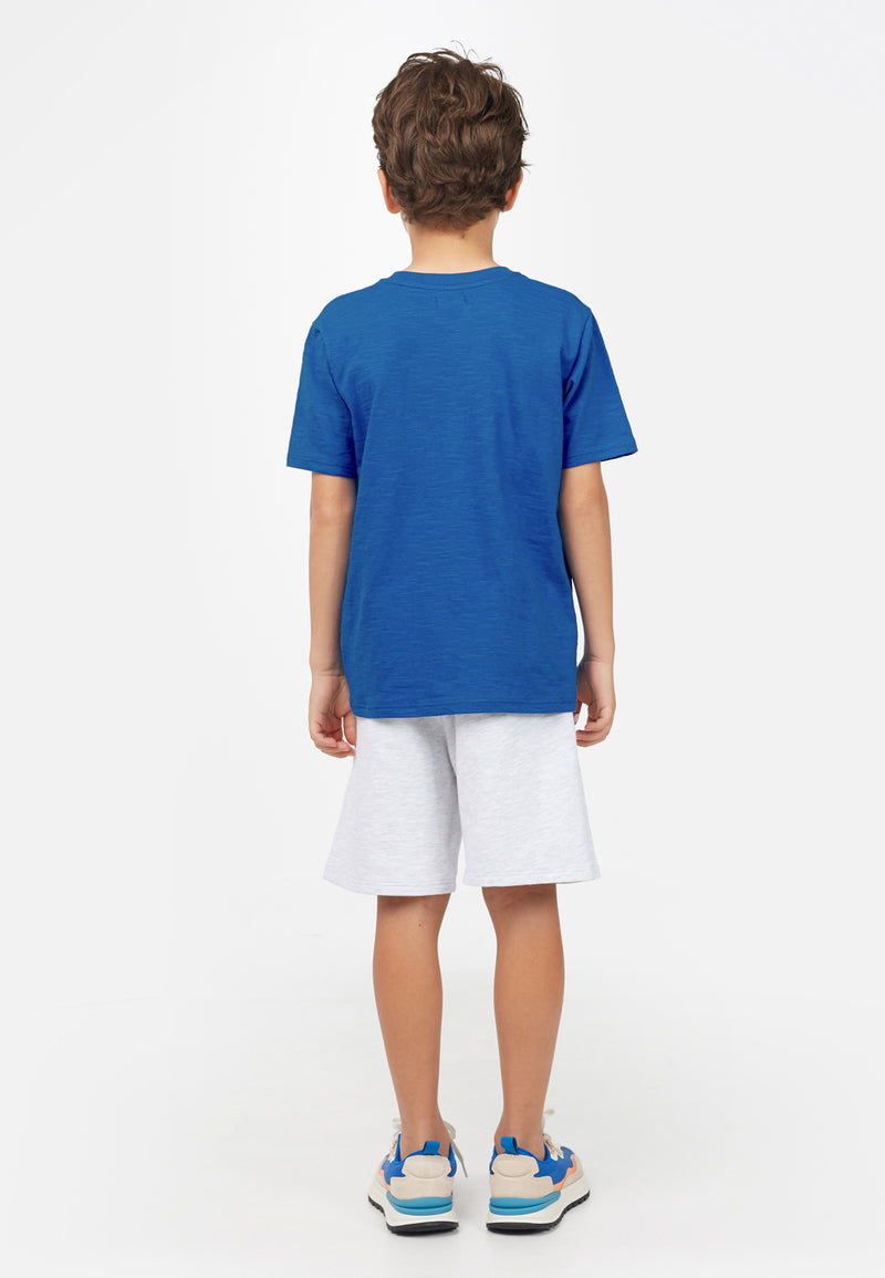Strong Blue Basic Boys Crew Neck T-shirt for Boys by Gen Woo