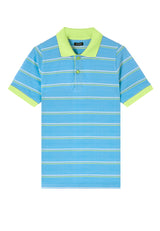Blue Striped Boys Polo T-Shirt by Gen Woo. 