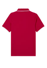 Back view of Berry Red Contrast Boys Polo T-Shirt by Gen Woo. 