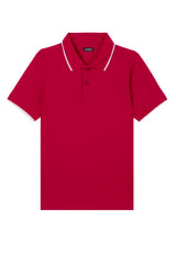 Berry Red Contrast Boys Polo T-Shirt by Gen Woo. 