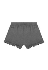 Back of the Charcoal Cotton Peplum Frill Girls Shorts by Gen Woo