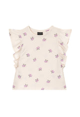 Girls Ditsy Floral Statement Sleeve T-Shirt by Gen Woo.