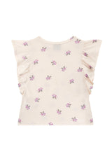 Back view of Girls Ditsy Floral Statement Sleeve T-Shirt by Gen Woo.