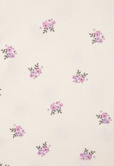 Close up print of Girls Ditsy Floral Statement Sleeve T-Shirt by Gen Woo.