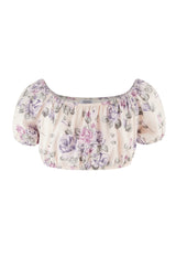 Front of the Floral Bloom Girls Crop Top by Gen Woo