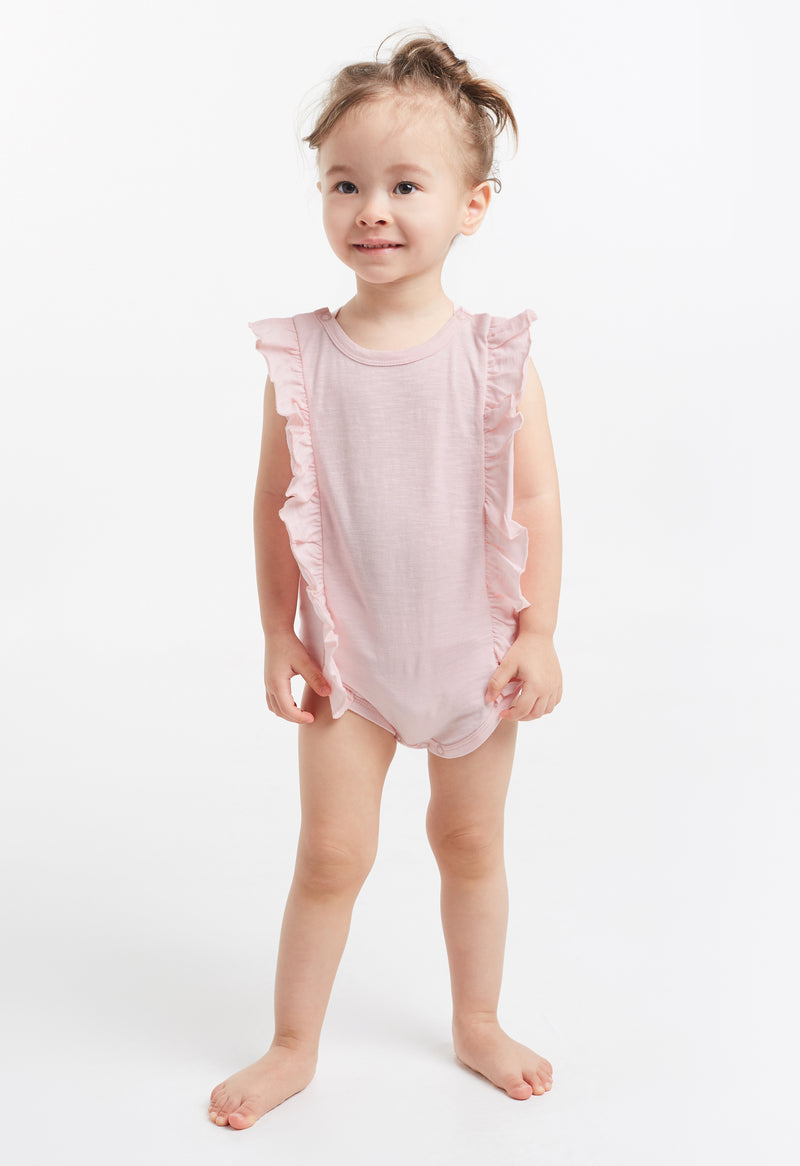 Gen Woo Baby Girls Pink Baby-grow with Frills for The Jersey Shop Singapore