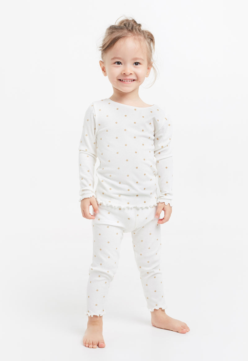 Gen Woo Nightwear Girls White with Glitter Spots Fits Sizes 2 Years to 14 Years from The Jersey Shop Singapore
