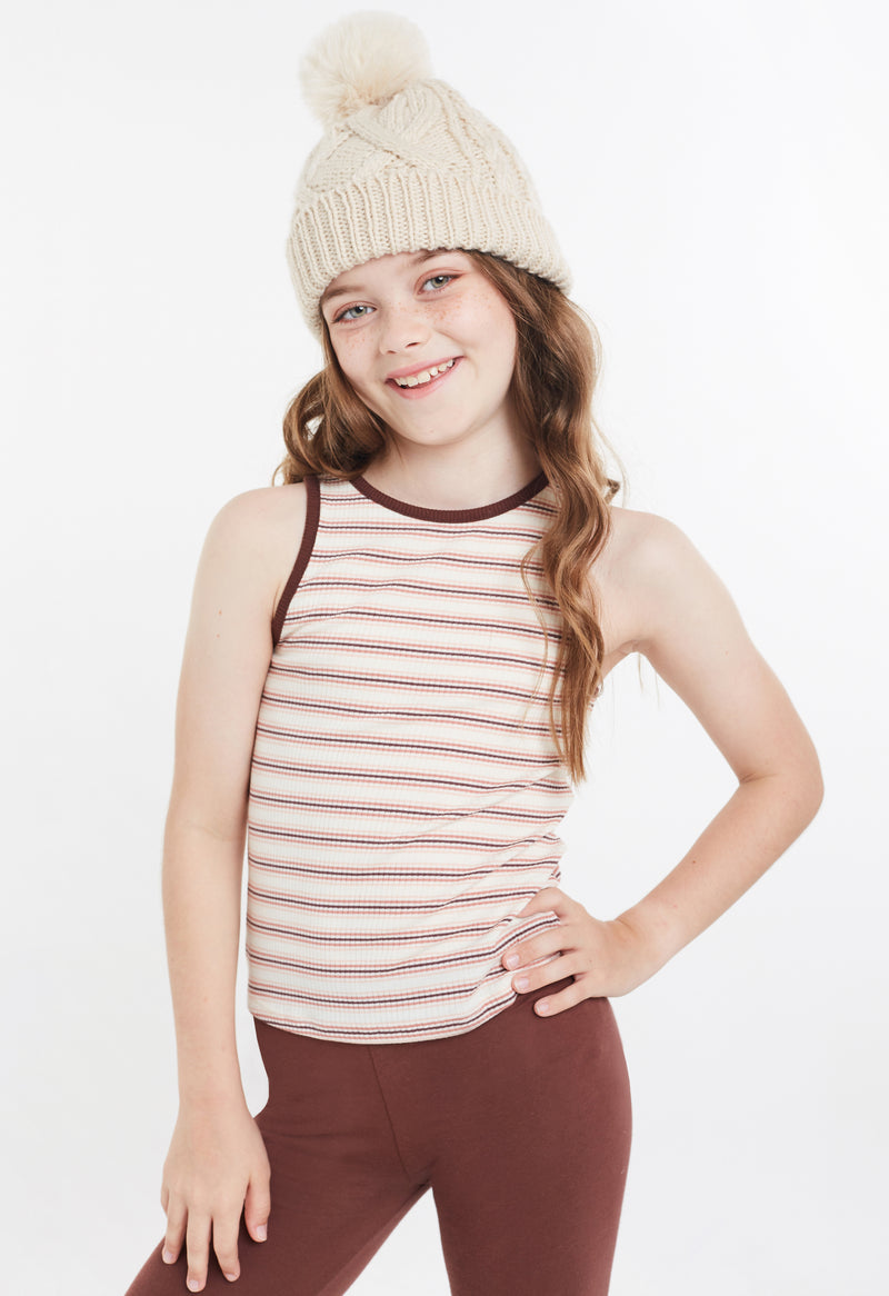 Shop for Gen Woo Tween Girls Stripe Rib Cropped Vest from The Jersey Shop Singapore