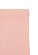 Close-up of the Cotton Rich Pink Baby Leggings by Gen Woo
