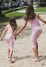 Pink Gingham Girls cropped Leggings