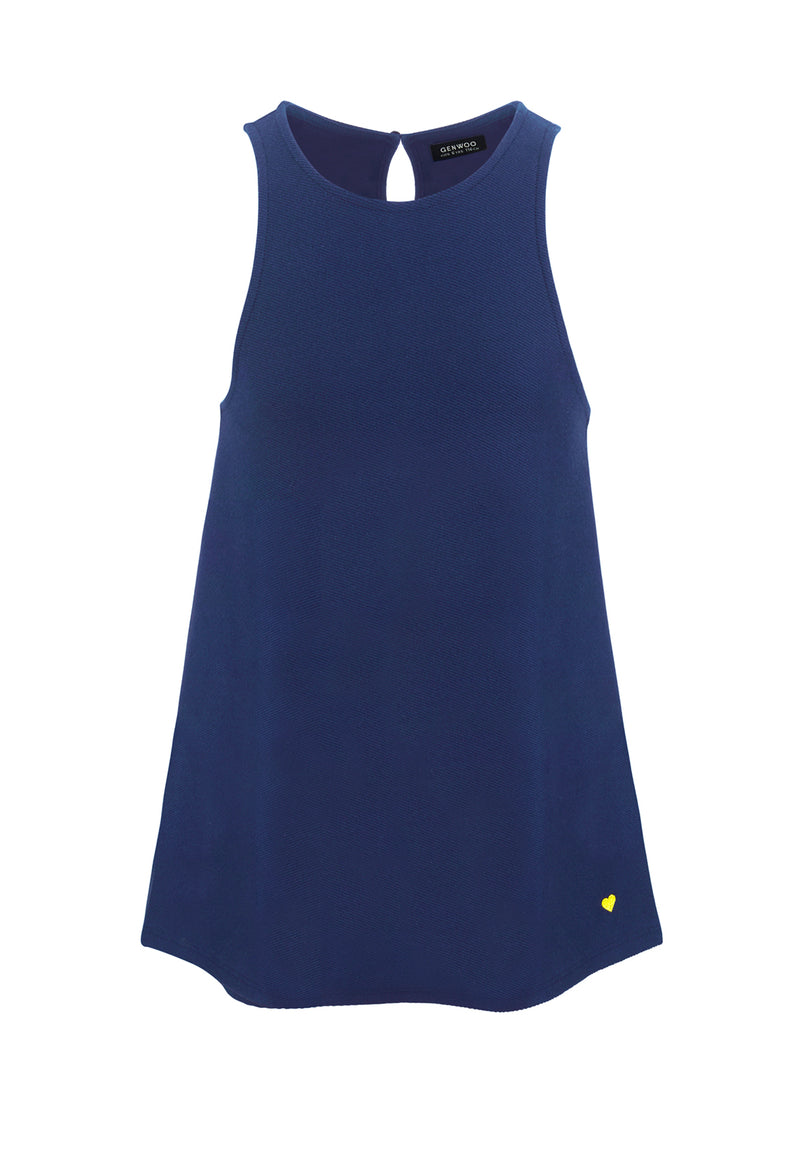 Front of the Navy Blue Twill Pinafore Dress by Gen Woo