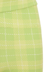 Close up details of Lime Plaid Girls Cycling Shorts by Gen Woo. 