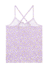 Daisy Print Girls Cami Pyjama Set Vest Top back by Gen Woo. 