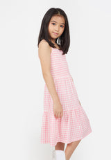 Gingham Print Mini Dress for Girls by Gen Woo