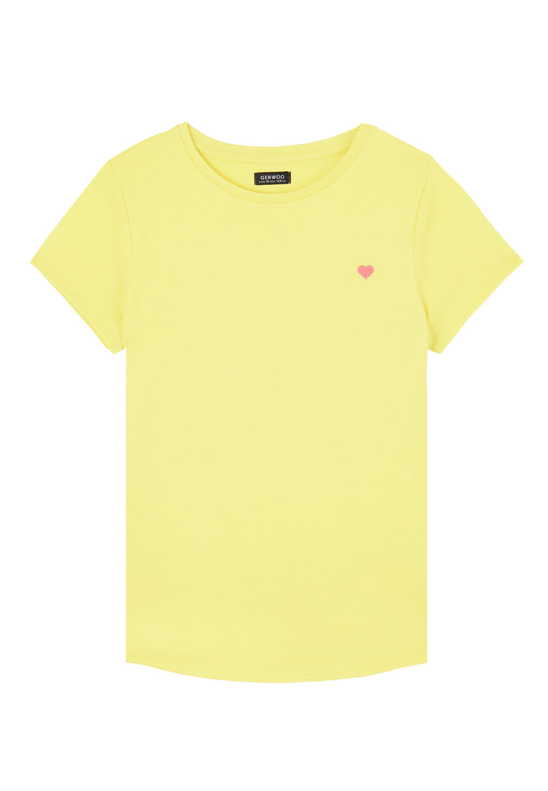 Sunshine Yellow Embroidered Girls T-Shirt by Gen Woo. 