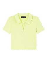 Ladies Lime Green Cropped Polo T-Shirt by Gen Woo. 