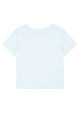 Back product view of Basic Pastel Blue Ladies T-Shirt by Gen Woo. 