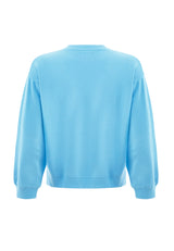 Back of the Blue Relaxed Fit Crew Neck Ladies Sweater by Gen Woo