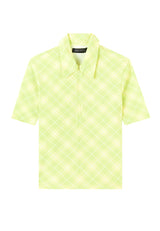 Ladies Lime Retro Plaid Polo T-Shirt by Gen Woo.