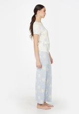 Side view of Star Print Ladies Long Pyjama Set by Gen Woo. 