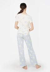 Back view of Star Print Ladies Long Pyjama Set by Gen Woo. 