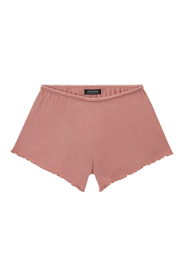 Front of the Ladies Rose High Rise Lounge Shorts by Gen Woo