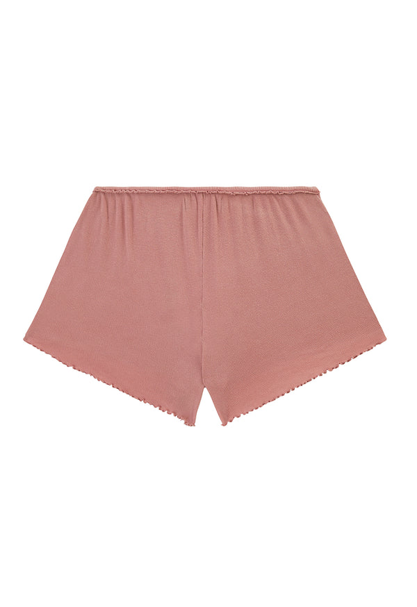 Back of the Ladies Rose High Rise Lounge Shorts by Gen Woo