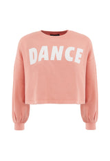 Front of the Salmon Cropped Slogan Sweater by Gen Woo 