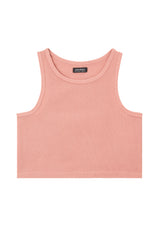 Front of the Salmon Cropped Girls Tank Top by Gen Woo